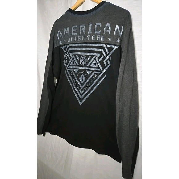 Men’s XL Buckle American Fighter Long Sleeve Two Sided Black/Blue Shirt X-Large - Picture 7 of 8